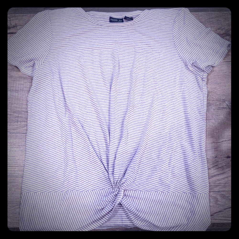 Short sleeve striped shirt with knot bottom